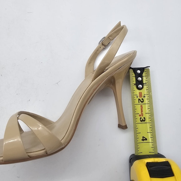 Jeffrey Campbell Marielle Beige Patent Leather Slingback Sandal Sz 7 - Picture 8 of 9